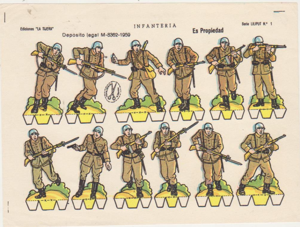 Recortables La Tijera. (13x18) Infantería. Serie liliput nº 1. 1959