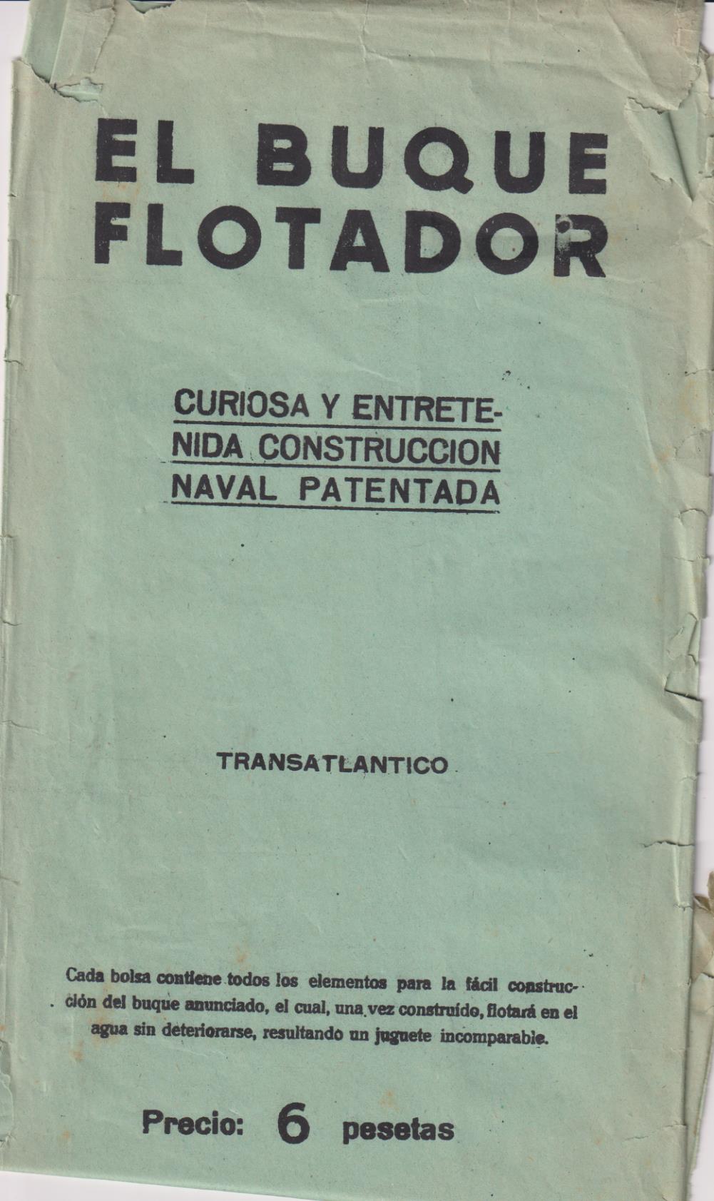 El Buque Flotador. Recortables Ediciones TBO. Acorazado. Consta de 2 hojas (37x17) y (37x14) más la tarjeta del Acorazado Albatros