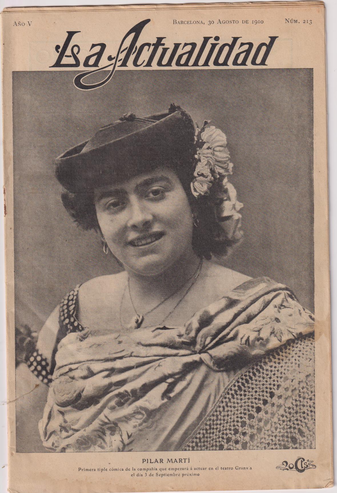 La Actualidad. Revista Mundial de Información Gráfica nº 213. Barcelona 30 de Agosto de 1910