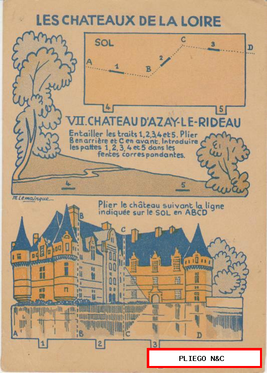 Les Chateaux de la Loire. Chateau D´Azay le Rideau. (19x14) Publicidad Wood Milne