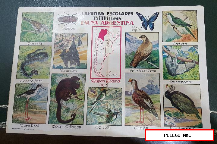 recortable. Cromos de fauna argentina. (29x44) de la revista billiken. Años 30