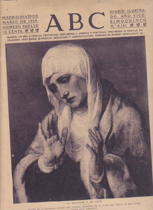 ABC nº 8181. Madrid 29 de Marzo de 1929. La Religión y El Arte