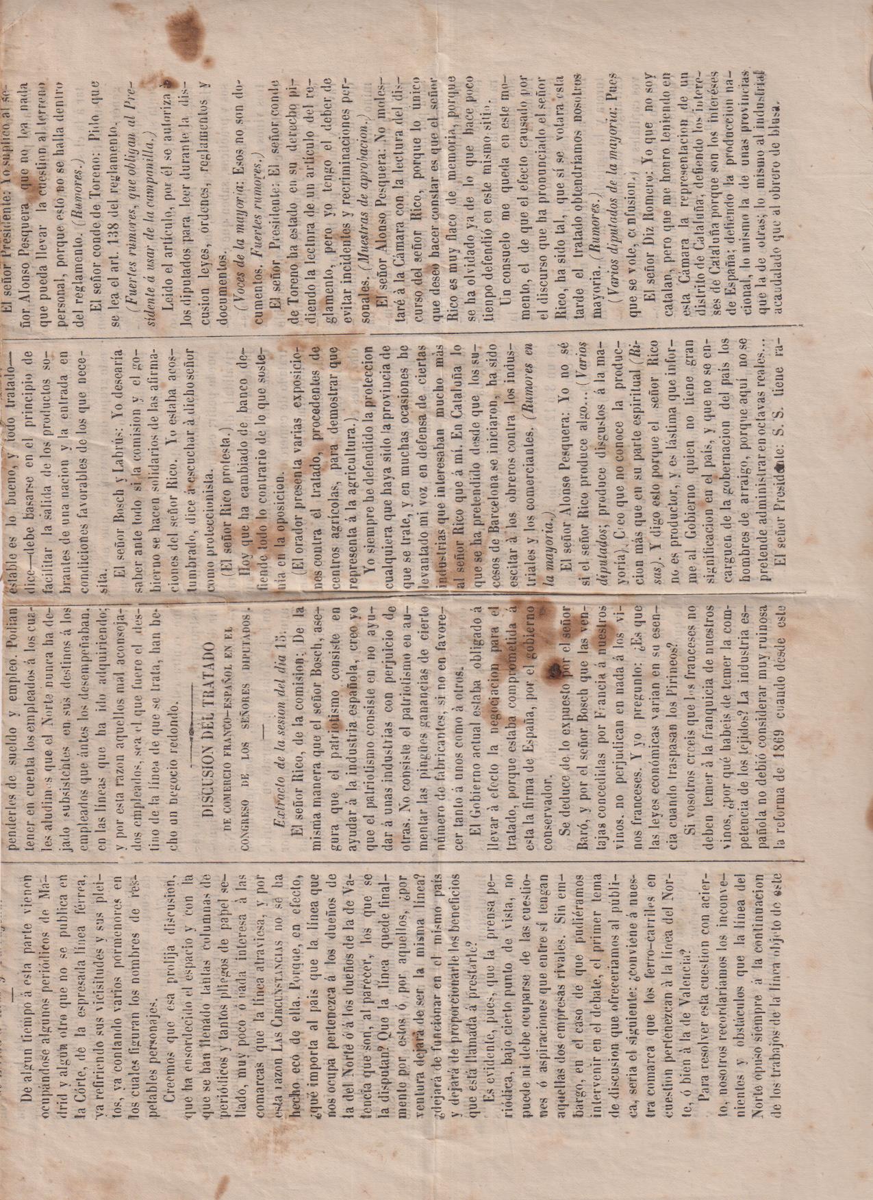 Las circunstancias. Periódico democrático gubernamental nº 88. Reus 19 de abril de 1882