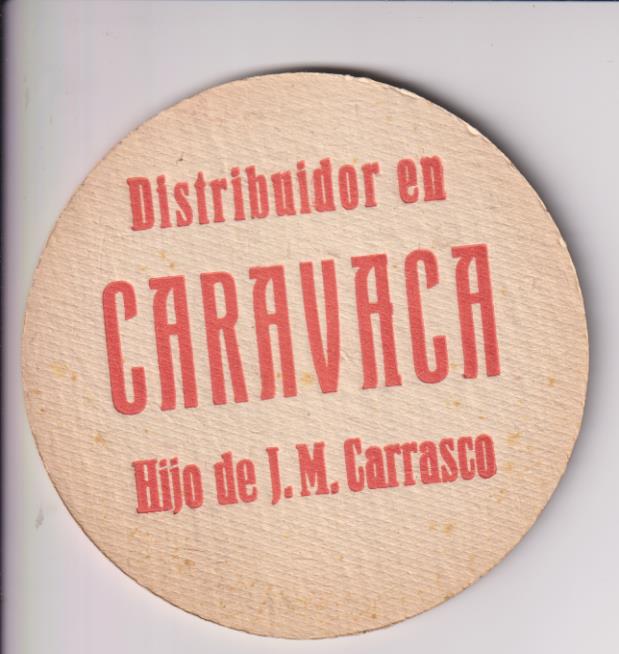 Cervezas Damm. Portavasos. (10 cms) Al dorso: Distribuidor en Caravaca Hijo de J.M. Carrasco