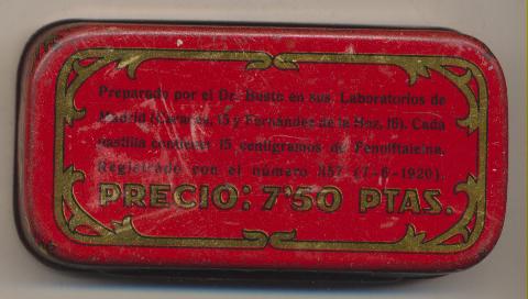 Antigua caja de hojalata (7,5x4) de laxen Busto. Precio al dorso 7, 50 ptas
