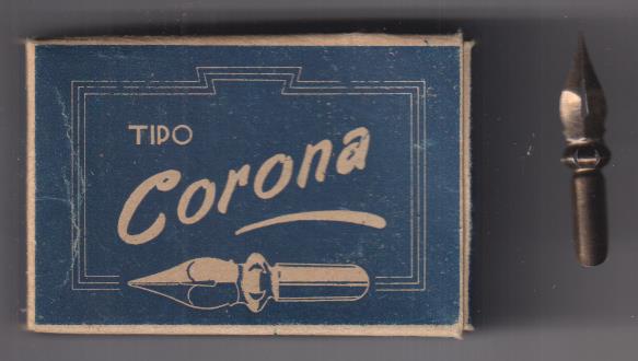 Cajita (67x48 mm.) Tipo Corona. Completa, 100 plumillas sin usar