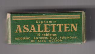 Asaletten. Cajita (4,40x1,80 cms.) con recipiente y tabletas