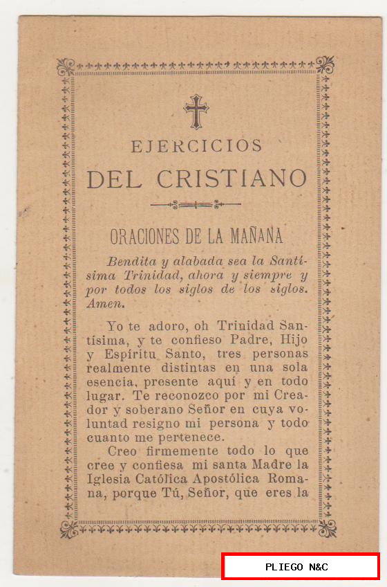 ejercicios del cristiano. Cuadernillo de 8 páginas (14x9) Sevilla 1900