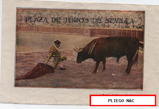 Pequeño cartel de mano. Plaza de Toros de Sevilla de la Real Maestranza. 31 de Marzo de 1929-6 Toros de Don Eduardo Pagé