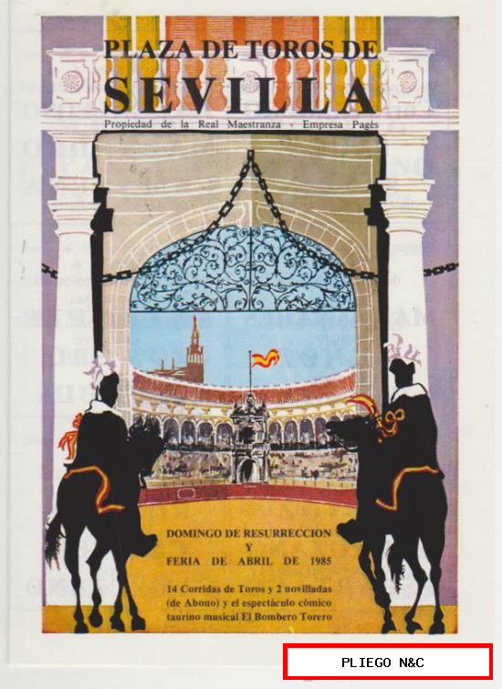 Plaza de Toros de Sevilla. Domingo de Resurrección y Feria de Abril 1985. (22x17) Programa de mano