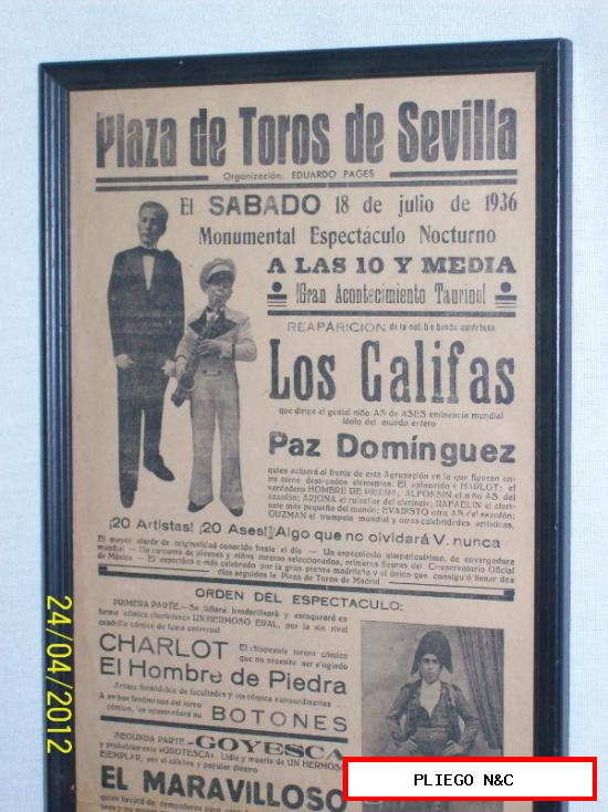 Plaza de Toros de Sevilla. 18 de Julio de 1936. Monumental Espectáculo Nocturno