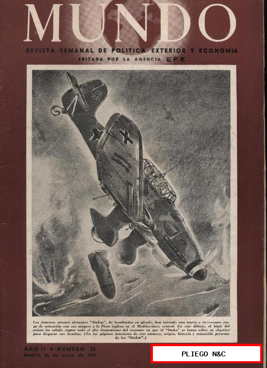mundo nº 38. Ag. Efe. 26 enero 1941 (42 páginas llenas de fotografías sobre el curso de la guerra)