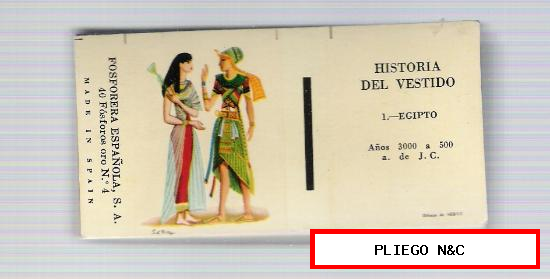 Historia del Vestido. Completa 40 cartones. Año 1960. Texto en Español