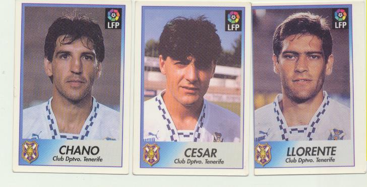 Bollicao. Futbol. Liga 96-97. Lote de 3 cromos SIN USAR: 238, 239 y 243 del Tenerife