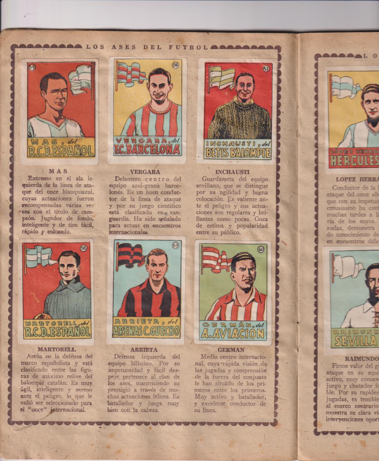 Cromos Cultura. Álbum Primero. Bruguera 1942. Contiene 70 cromos de Futbol (de ellos 7 grandes) + 4 cromos de ciclistas y 8 de cultura