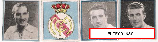 Enciclopedia cultural Chicos 1941. Lote de 4 cromos Real Madrid, Serie 4D. Nº 1, 3, 6, 7