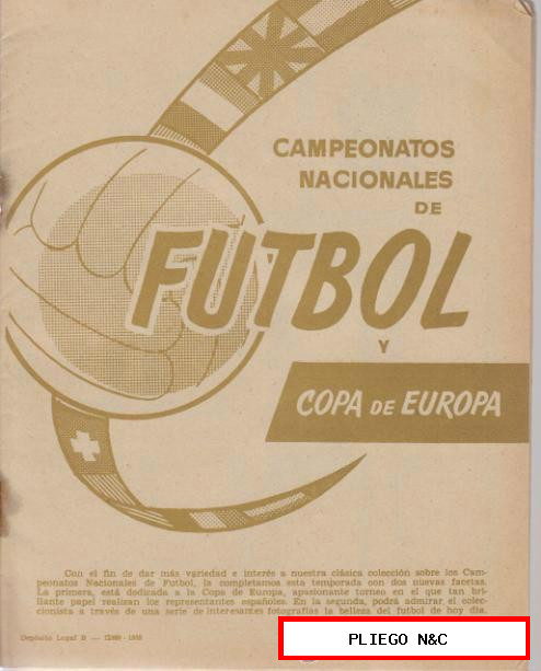 Álbum Futbol Liga 1960 y Copa de Europa. Editorial Ruiz Romero. Nuevo, vacío y sin