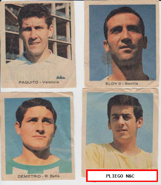 Lote de 4 cromos de Futbol procedentes de los tebeos Bruguera 1968-70
