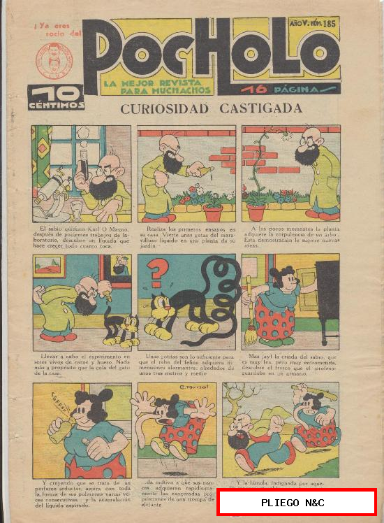 Pocholo nº 185. Editorial S. Vives 1930. Con dibujos de C. Arnal