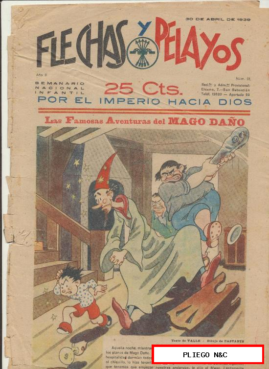 Flechas y Pelayos nº 21. F.E.T. y de las J.O.N.S. 1938