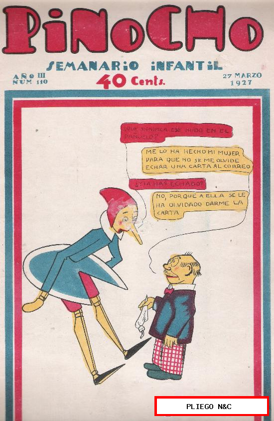 Pinocho nº 110. Editorial S. Calleja 1925