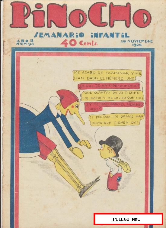Pinocho nº 93. Editorial Calleja 1925