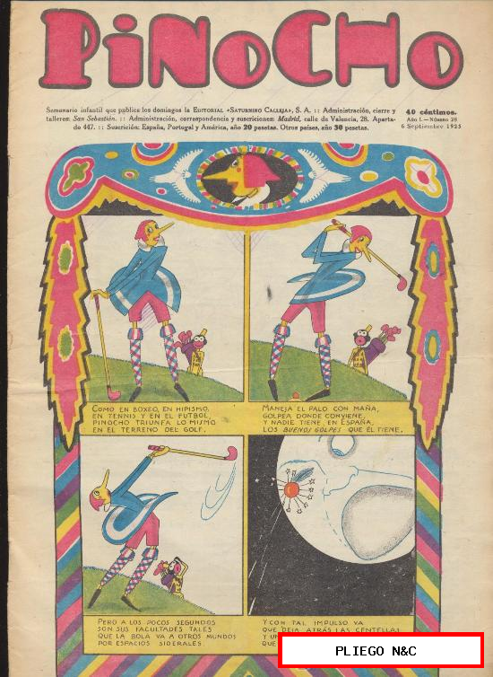 Pinocho nº 29. Editorial Calleja 1925