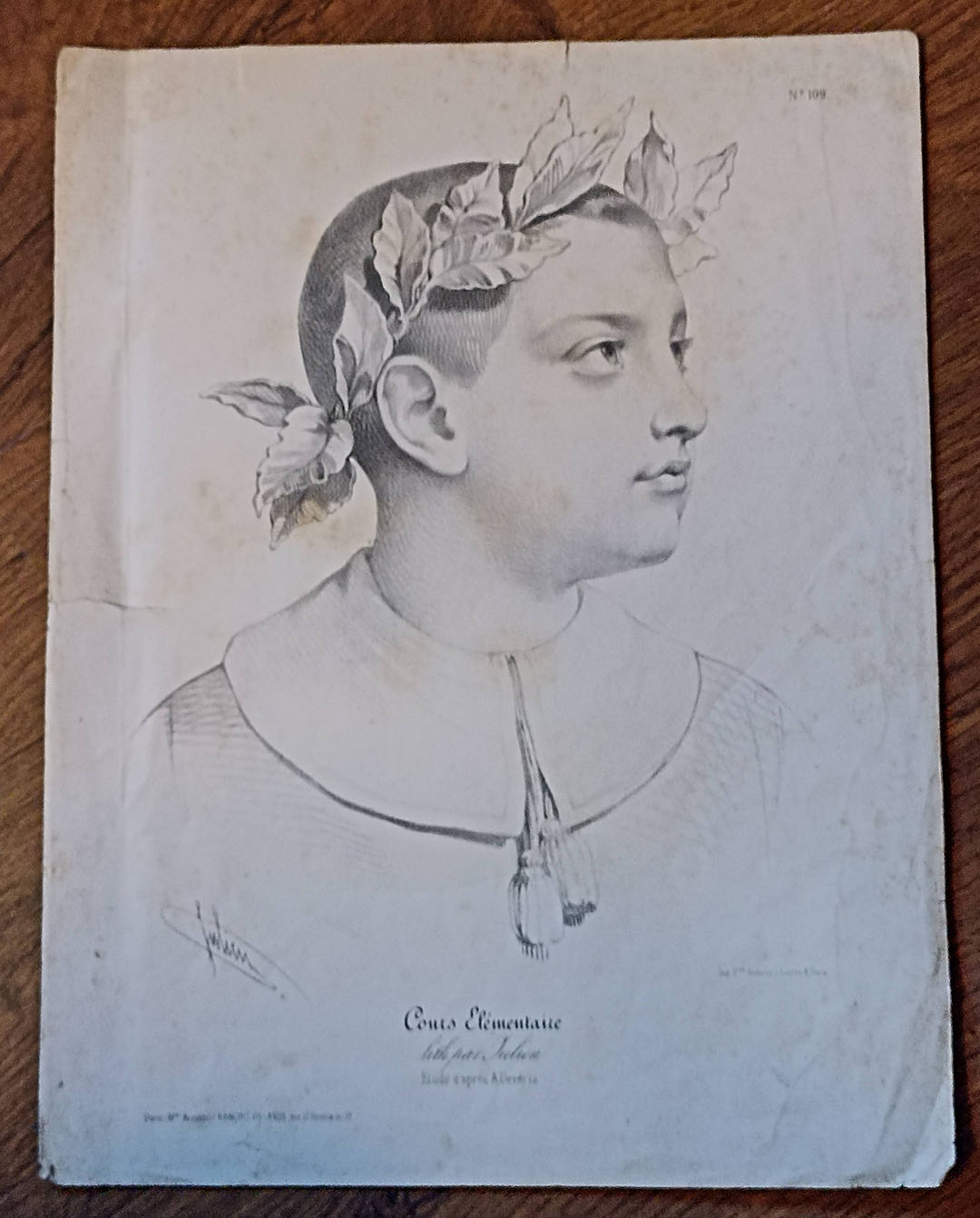 Lámina (35,5x27,5 cm) Cours Elementaire Lith. par Julien Parias. François delarue. Paris. Circa 1880