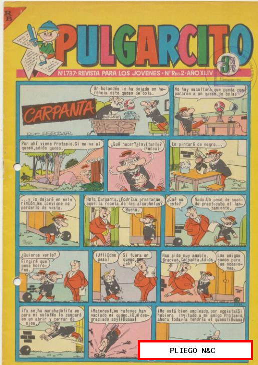 Pulgarcito nº 1737. Bruguera 1952