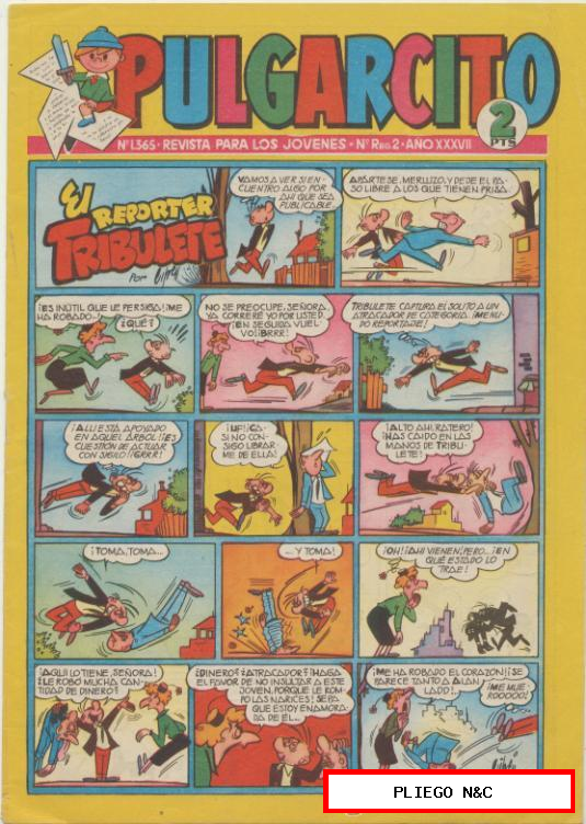 Pulgarcito nº 1365. Con Inspector Dan. Bruguera 1952