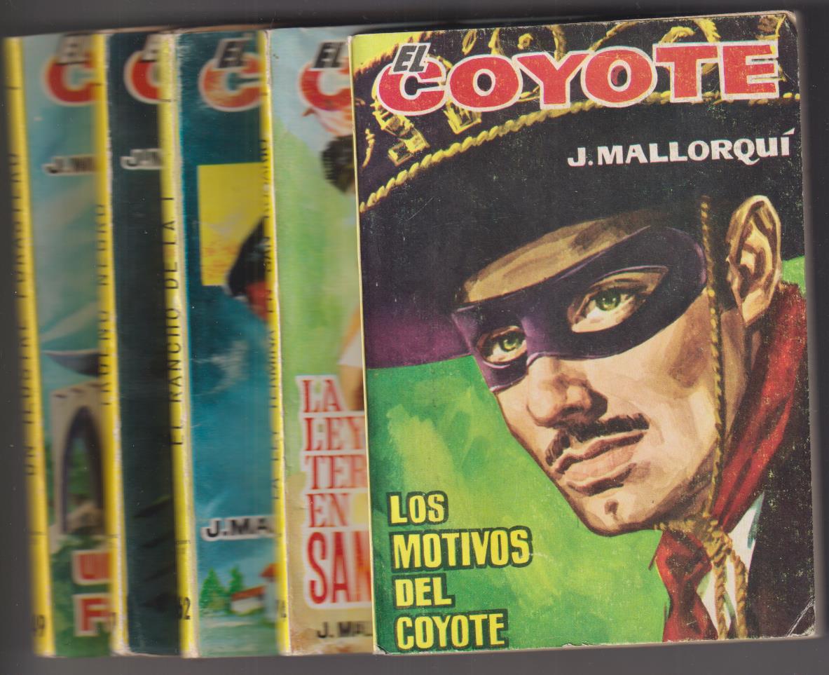 El Coyote. J. Mallorquí. Ediciones Cid. Lote de 5 ejemplares: 49, 51, 62, 74, 75
