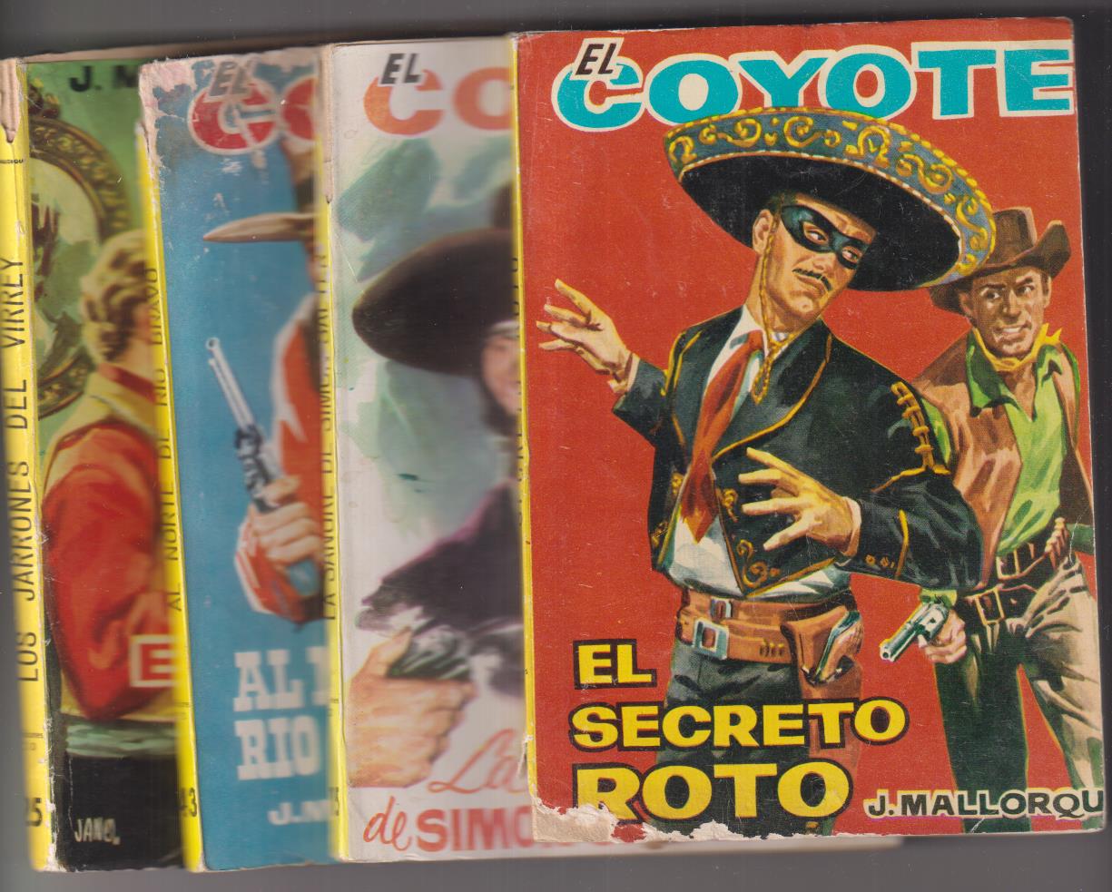 El Coyote por J. Mallorquí. Editorial Cid. Lote de 4 ejemplares: 25, 43, 115 y el secreto roto