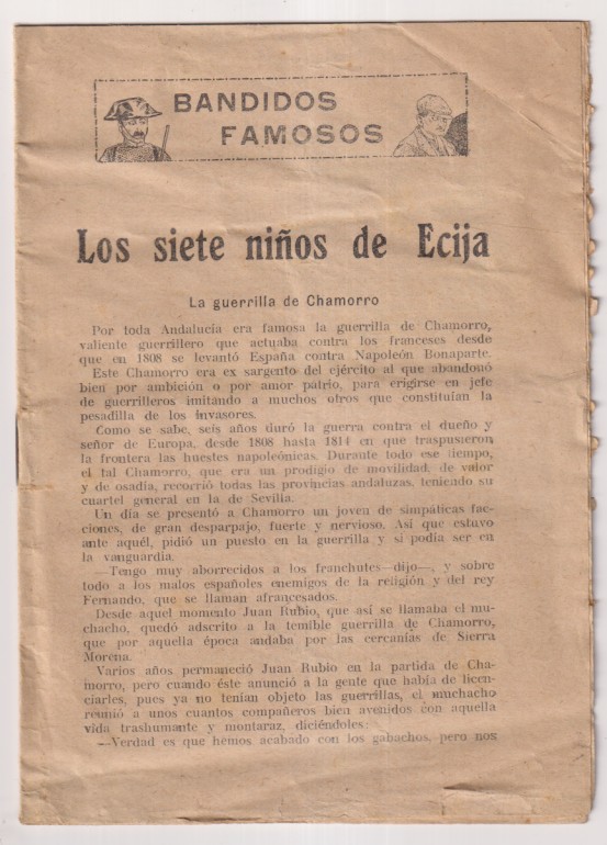 Bandidos famosos. Los siete niños de ecija. La guerrilla de Chamorro. Años 20