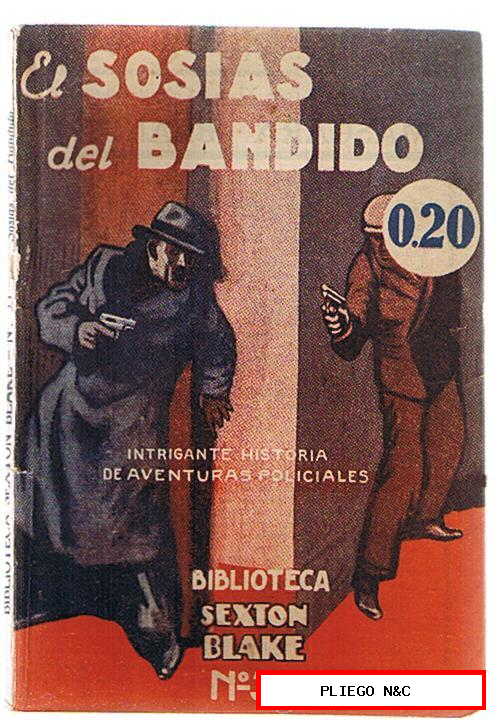 Biblioteca Sexton Blake nº 35. El sosias del bandido. Editorial Tor 1931