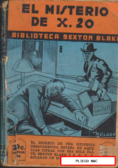 Biblioteca Sexton Blake nº 389. El misterio de X-20. Editorial Tor