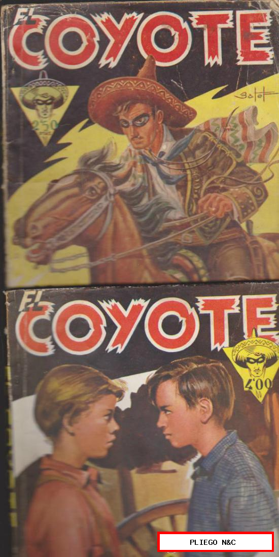 El Coyote. José Mallorquí. Cliper 194?. Lote de 59 ejemplares del 1 al 60 (-52)