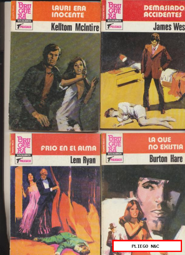 Punto Rojo. Lote de 4 novelas nº 1155, 1158, 1159 y 1163. Bruguera