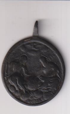 Mater Dolorosa. Medalla (AE 40 mm.) R/Santísima Trinidad. Exergo: Roma. Siglo XVII-XVIII