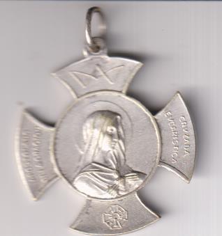 Corazón de Jesús. Medalla (Alpaca 42 mm.) R/Corazón de maría. Apostolado de la Oración