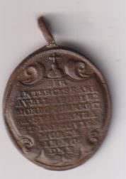 S, Andrés Avelino. Medalla (AE 32 mms.) R/ Leyenda en latín. Princip. del Siglo XVIII. MUY RARA