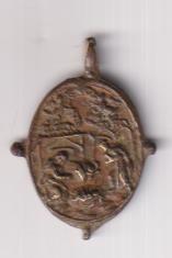 Escena del Nacimiento. Medalla (AE 26 mms.) R/ Inmaculada. Siglo XVIII. RARA