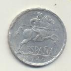 Estado Español. 5 Céntimos. Aluminio. 1940
