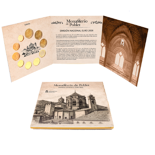 EUROSET 2026. MONASTERIO DE POBLET. FNMT-RCM. CARTERA OFICIAL NUMERADA (10 PIEZAS). SC
