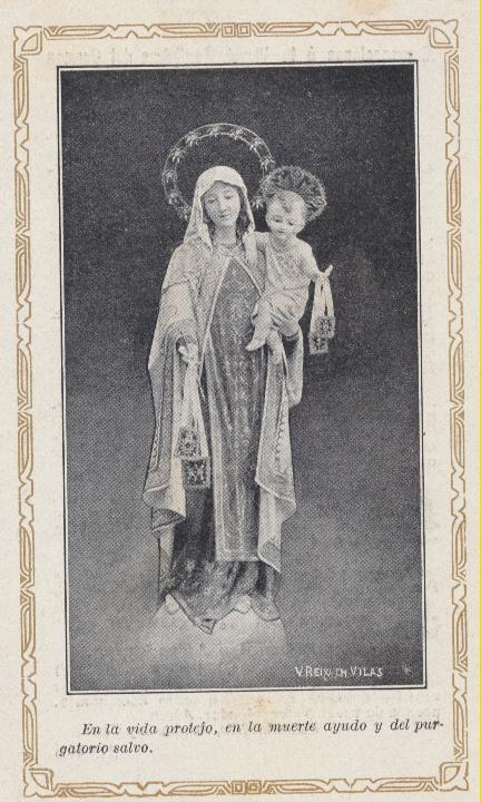 Estampa 813x8) Virgen Santísima del Carmen. Oración al dorso. Principios siglo XX