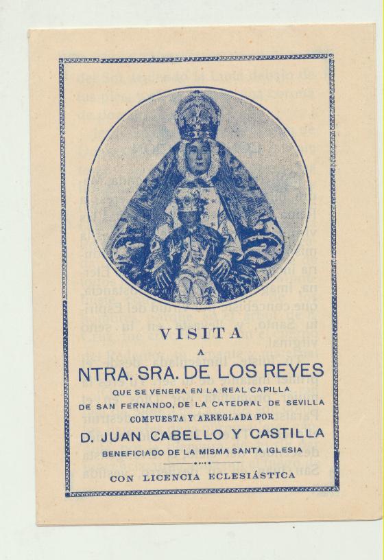 Visita a Ntra. Sra. De Los Reyes. Librito de 8 páginas. Sevilla 1929