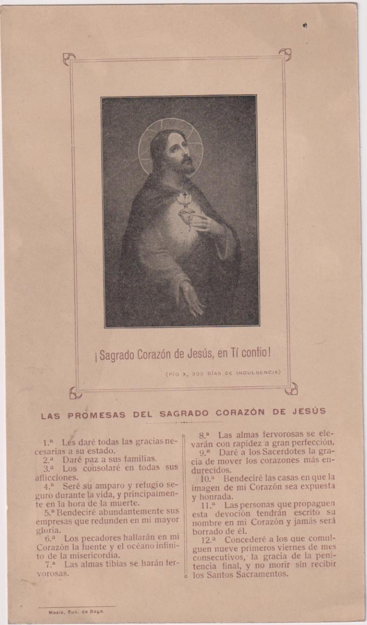 ¡Sagrado Corazón de Jesús, en Ti confío! Cartulina (21,5x12,5) Siglo XIX-XX