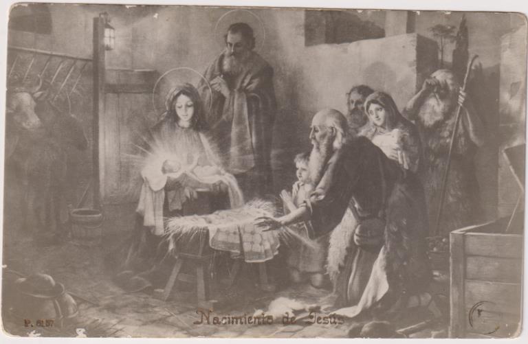 Foto-Postal. Española. Nacimiento de Jesús. Hacia 1915