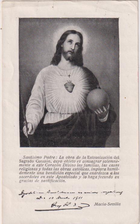 Estampa (13x8) Sagrado Corazón de Jesús. Sevilla 1921