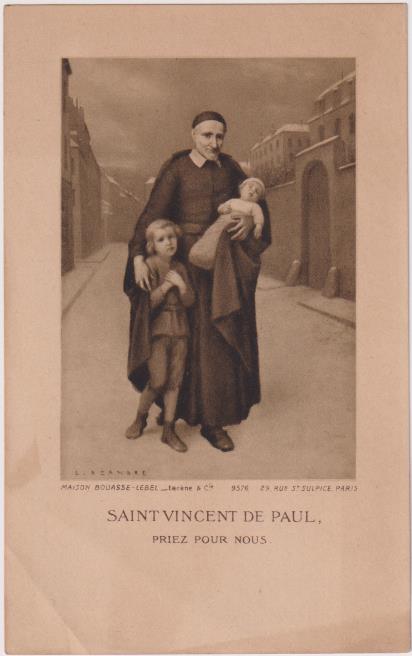 San Vicente de Paul. Estampa Francesa de principios de Siglo XX