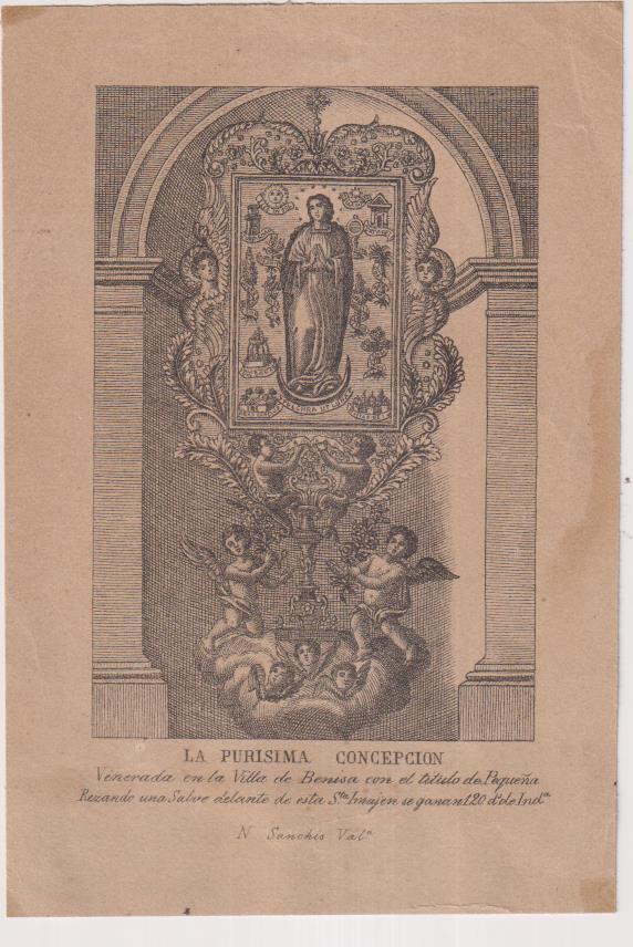 La Purísima Concepción. Estampa (14x9,5 cms.) Siglo XIX